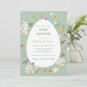 イースターグリーンリーバニーウサギ赤ちゃんシャワー 招待状 (スタンド正面)