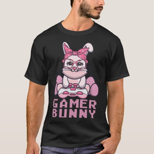 イースターゲーマービデオゲームbunny eggs狩り tシャツ (正面)