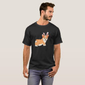 イースターコーギーのバニーイヤーコスチューム イースター犬 Tシャツ (正面フル)