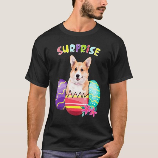 イースターコーギーバニーとうさぎの卵 Tシャツ (正面)