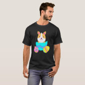 イースターコーギーバニーエッグハント Tシャツ (正面フル)