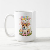イースターコーギーマグカップ - かわいいウサギ耳の犬 コーヒーマグカップ (左)