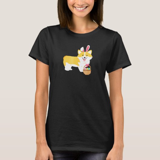 イースターコーギー うさぎの耳 Tシャツ (正面)