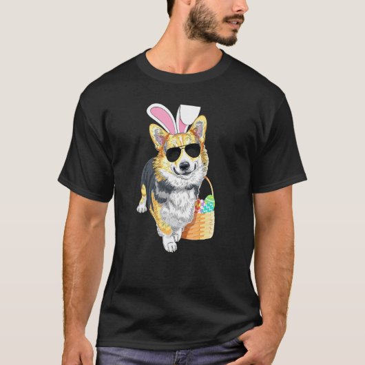 イースターコーギー ブラックタン Tシャツ (正面)