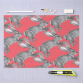 イースターコーラルグレーバニーウサギ動物パターン 薄葉紙 (クラフト)