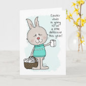 イースターコーヴィッド19 – イースターバニーとトイレ紙 カード (黄色い花)