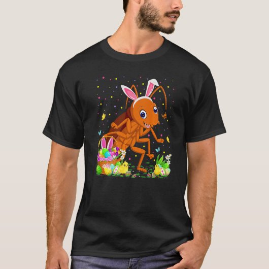 イースターゴキブリバニー卵狩りゴキブリ喫茶 Tシャツ (正面)