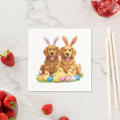 イースターゴールデンレトリバードッグズバニー耳 スタンダードカクテルナプキン (インサイチュ)