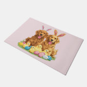 イースターゴールデンレトリバードッグズバニー耳 ドアマット (アングル)