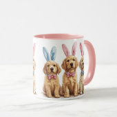 イースターゴールデンレトリバードッグズバニー耳 マグカップ (正面右)