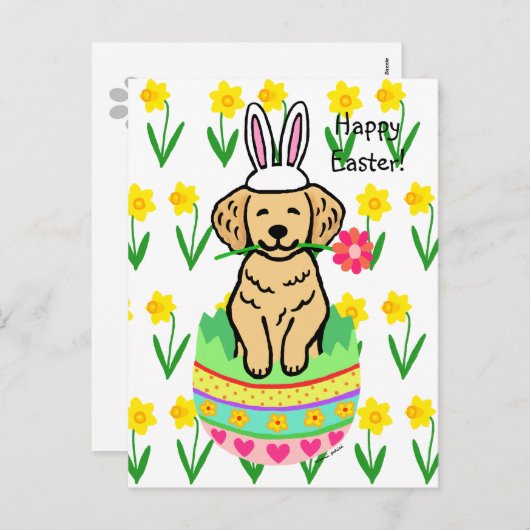 イースターゴールデンレトリバー漫画 シーズンポストカード (正面/裏面)