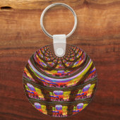イースターサイケデリック万華鏡のように千変万化するパターンアートプリント キーホルダー (正面)