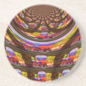 イースターサイケデリック万華鏡のように千変万化するパターンアートプリント コースター (正面)