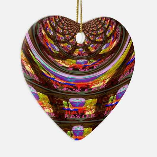 イースターサイケデリック万華鏡のように千変万化するパターンアートプリント セラミックオーナメント (右)