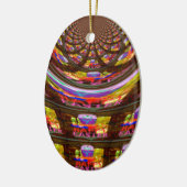 イースターサイケデリック万華鏡のように千変万化するパターンアートプリント セラミックオーナメント (左)