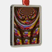 イースターサイケデリック万華鏡のように千変万化するパターンアートプリント メタルオーナメント (右)
