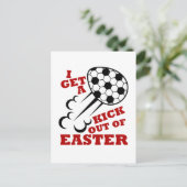 イースターサッカーかわいいイースターから蹴り出す ポストカード (スタンド正面)