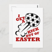 イースターサッカーかわいいイースターから蹴り出す ポストカード (正面/裏面)