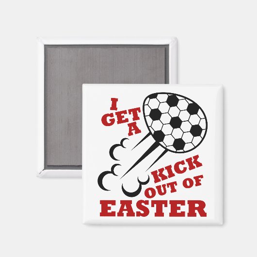 イースターサッカーかわいいイースターから蹴り出す マグネット (正面/裏面)