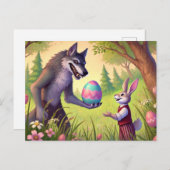 イースターサプライズ – バニーへのオオカミの贈り物 シーズンポストカード (正面/裏面)