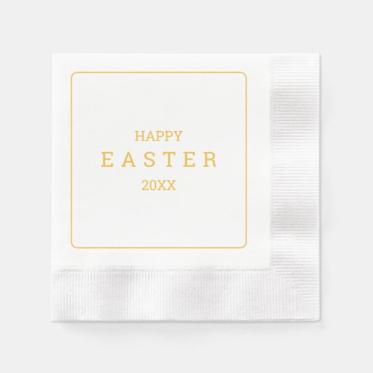 イースターサンデーブランチモダンイエローエレガントフローラ 縁ありカクテルナプキン (正面)