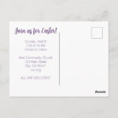 イースターサンデー招待状クロスリリパープル ポストカード (裏面)