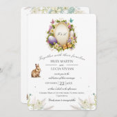 イースターサンプルミニフローラウサギと卵結婚の 招待状 (正面/裏面)