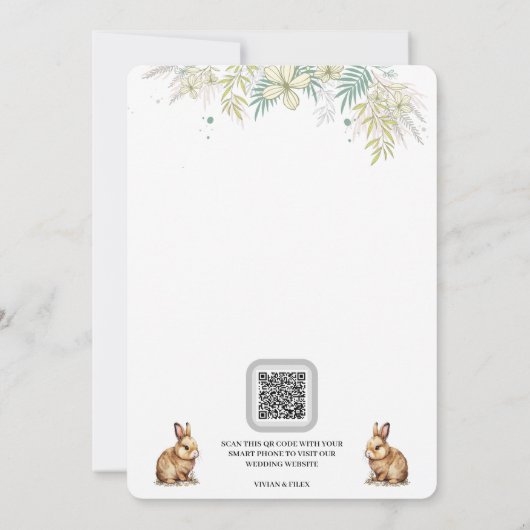 イースターサンプルミニフローラウサギと卵結婚の 招待状 (裏面)