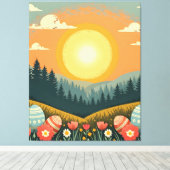 イースターサンライズランドスケープ キャンバスプリント (インサイチュ (ウッドフロア))