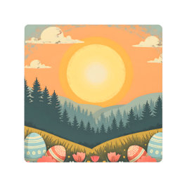 イースターサンライズランドスケープ メタルプリント