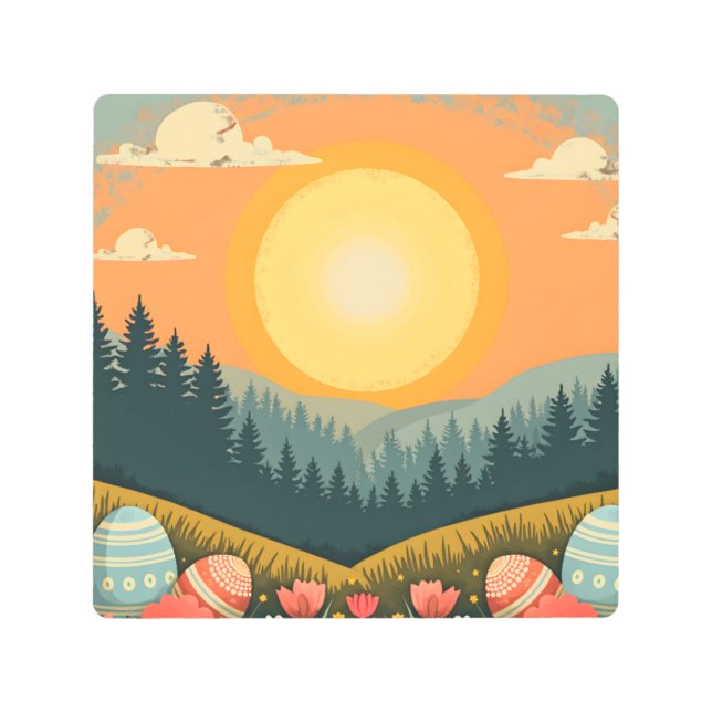 イースターサンライズランドスケープ メタルプリント (正面)