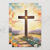 イースターサンライズ、水彩画 シーズンカード (正面/裏面)