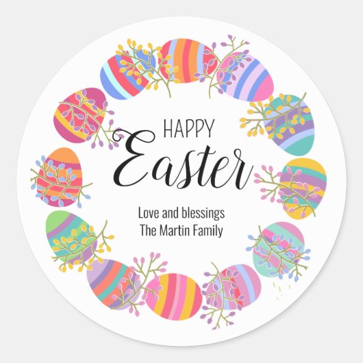 イースターシかわいらしステッカーリース ラウンドシール (正面)