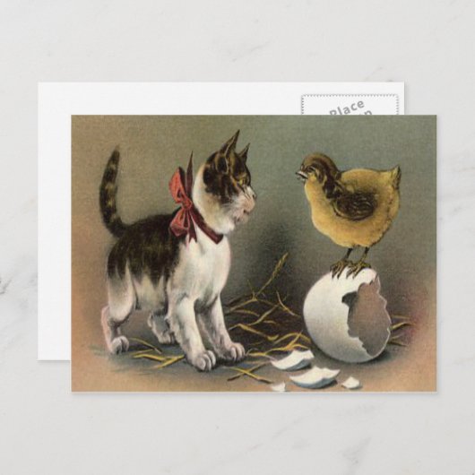 イースターシックエッグキャットキットン シーズンポストカード (正面/裏面)