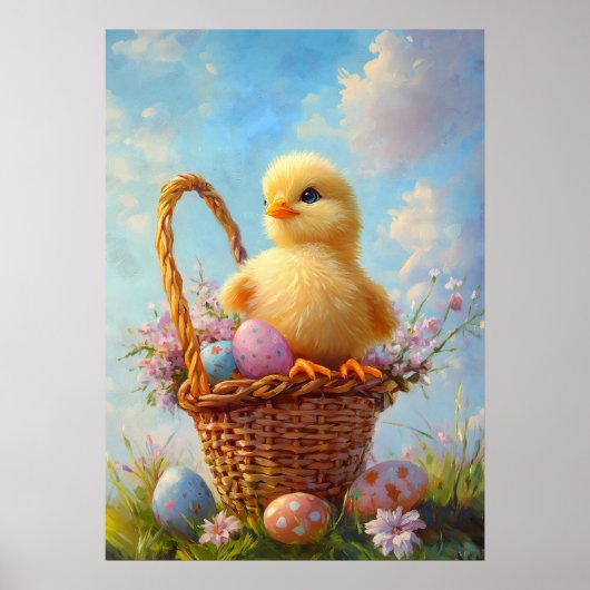 イースターシックバスケット絵を描エッグ ポスター (正面)