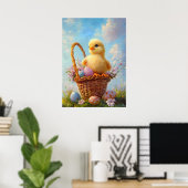 イースターシックバスケット絵を描エッグ ポスター (ホームオフィス)