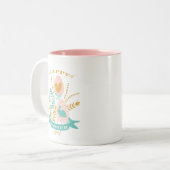 イースターシンボルブーケとハッピーイースター文字 ツートーンマグカップ (正面左)