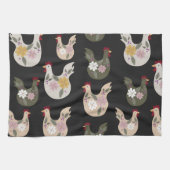 イースターシームレスパターンと鶏肉。 キッチンタオル (横)