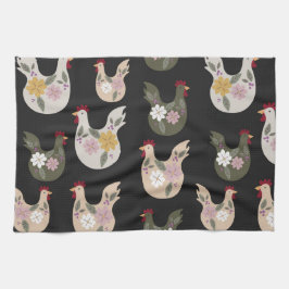 イースターシームレスパターンと鶏肉。 キッチンタオル