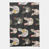 イースターシームレスパターンと鶏肉。 キッチンタオル (縦)