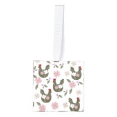 イースターシームレスパターンと鶏肉。 キューブオーナメント (正面)