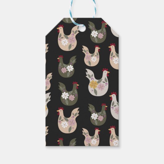 イースターシームレスパターンと鶏肉。 ギフトタグ (正面)