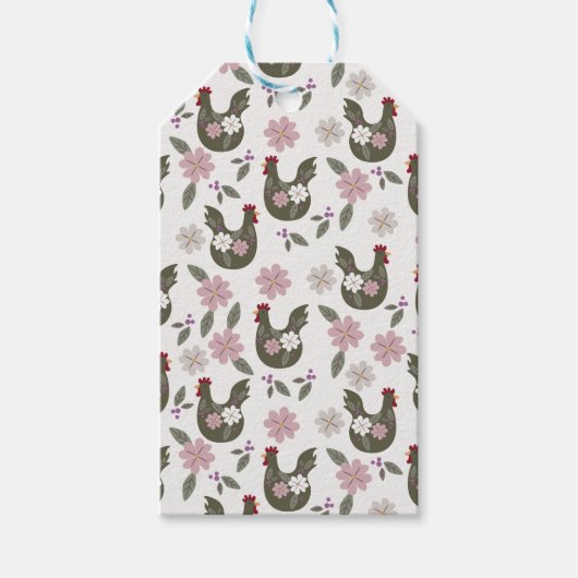 イースターシームレスパターンと鶏肉。 ギフトタグ (正面)