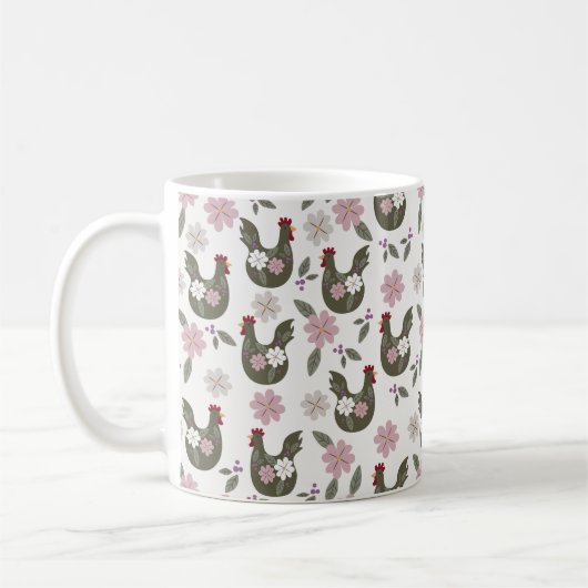 イースターシームレスパターンと鶏肉。 コーヒーマグカップ (左)