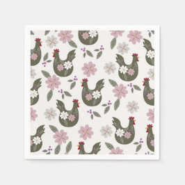 イースターシームレスパターンと鶏肉。 スタンダードカクテルナプキン