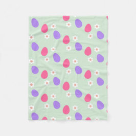イースターシームレスパターン。有色卵と花 フリースブランケット
