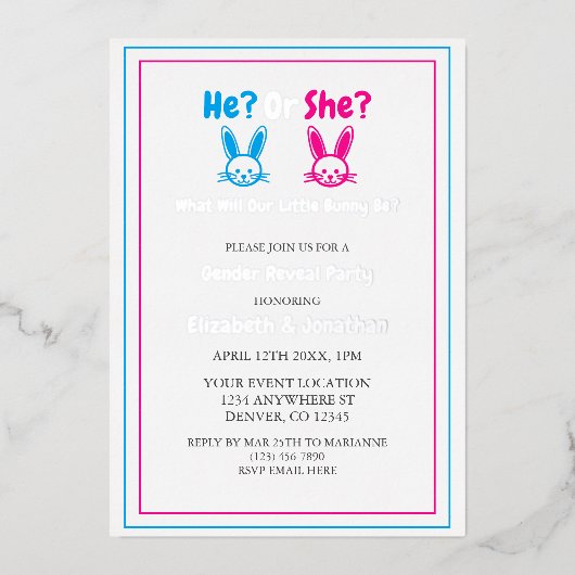 イースタージェンダーのリビールパーティー 箔招待状 (正面)