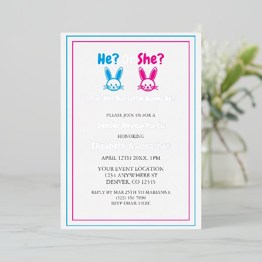 イースタージェンダーのリビールパーティー 箔招待状 (立ち正面)