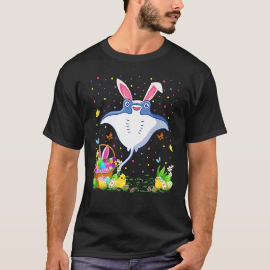 イースタースケートフィッシュバニー卵狩りスケートイースターS Tシャツ (正面)
