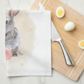 イースタースタイリッシュバニー |ハッピーイースター水彩アート キッチンタオル (四つ折り)